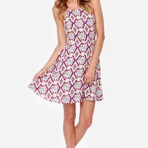 Lulu's FULL-TIME FLIRT PURPLE PRINT DRESS